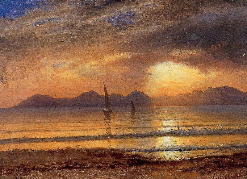 Sunset over a Mountain Lake, Albert Bierstadt